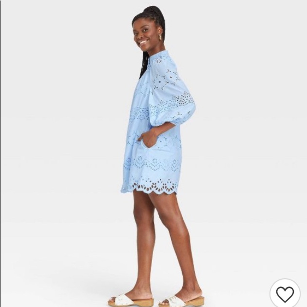 Eyelet dress with 3/4 sleeve